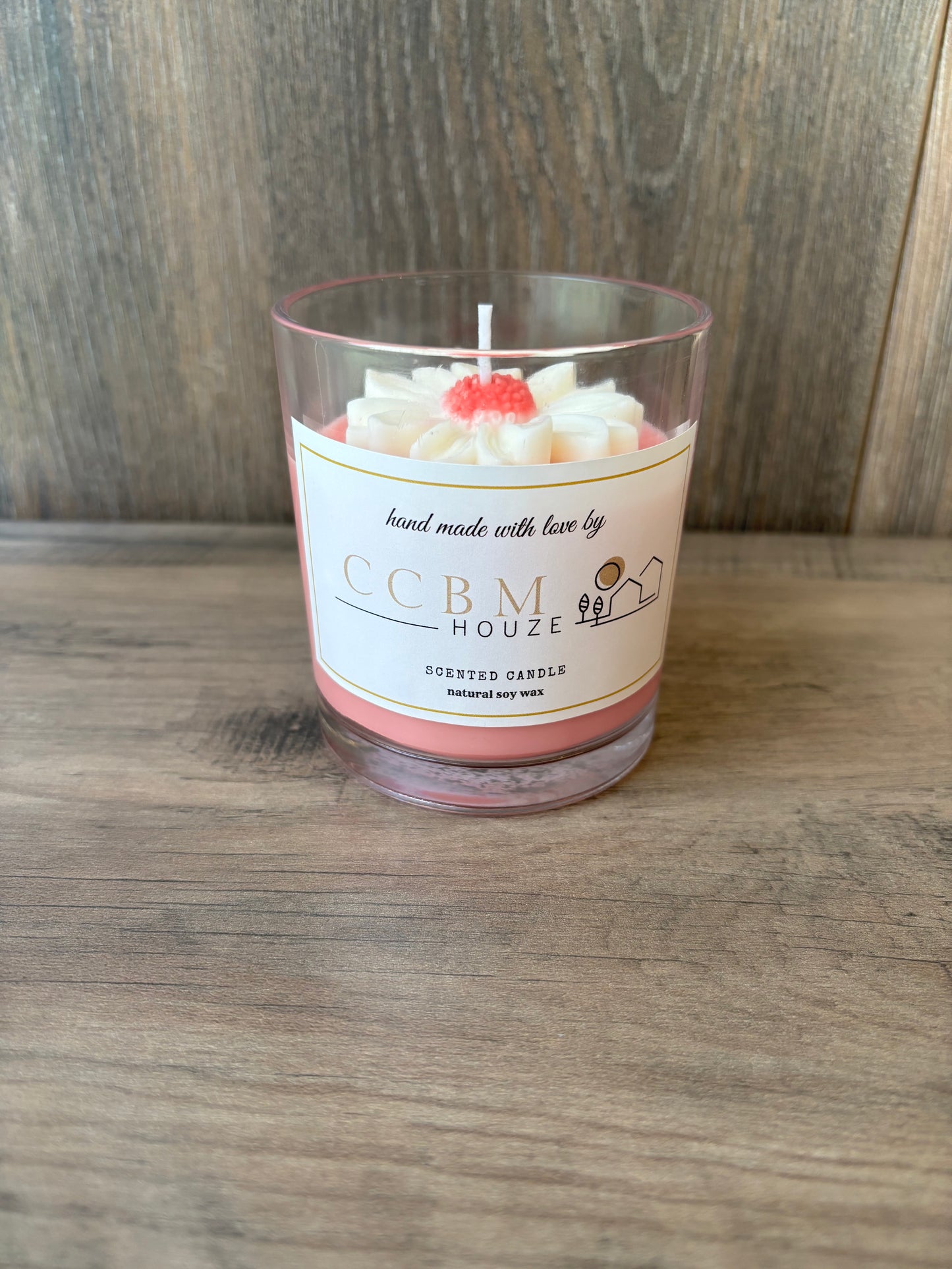 Roze bloemkaars 280 ml