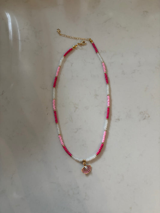 Roze schelp ketting