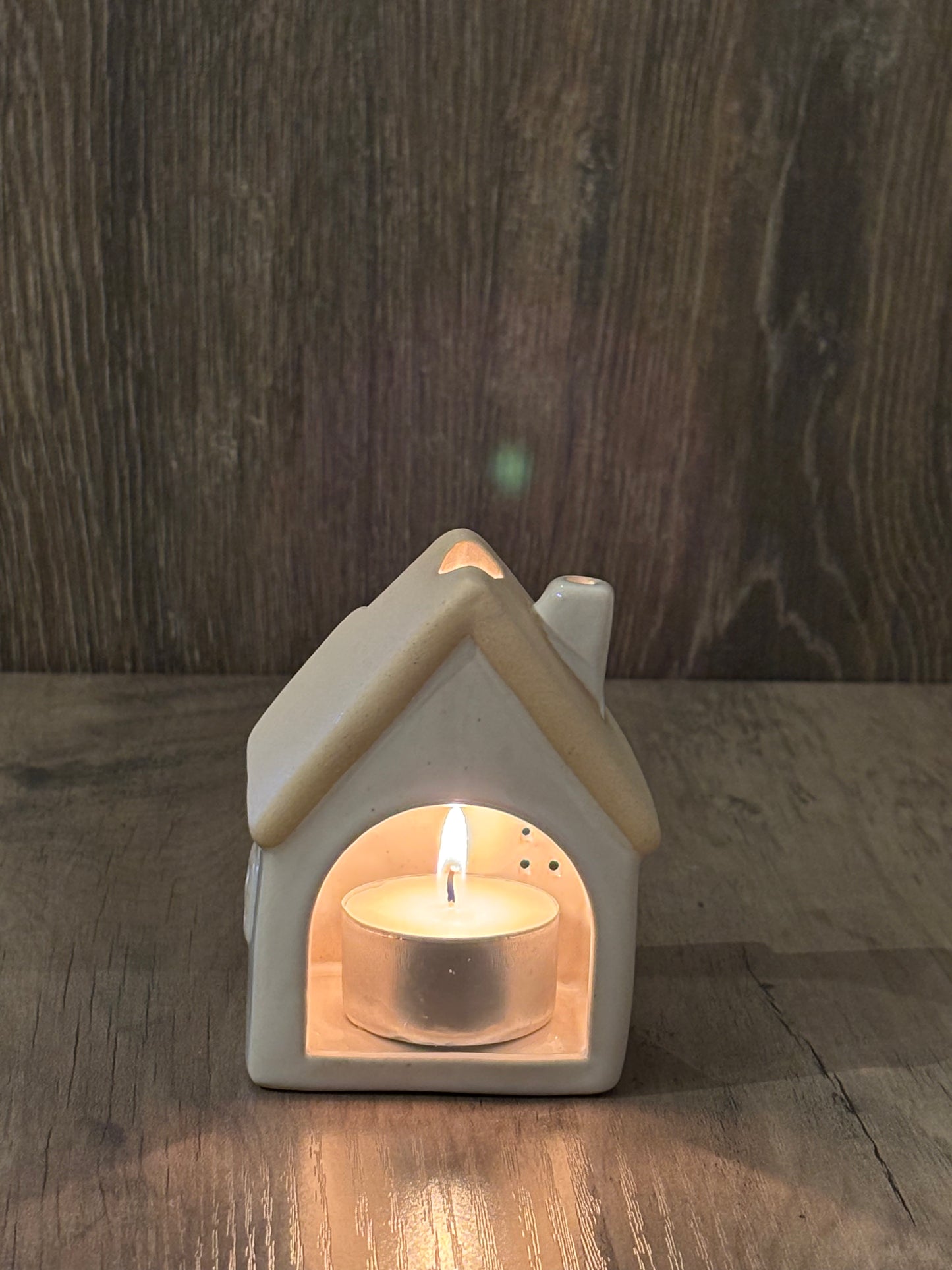 Keramiek theelicht huisje