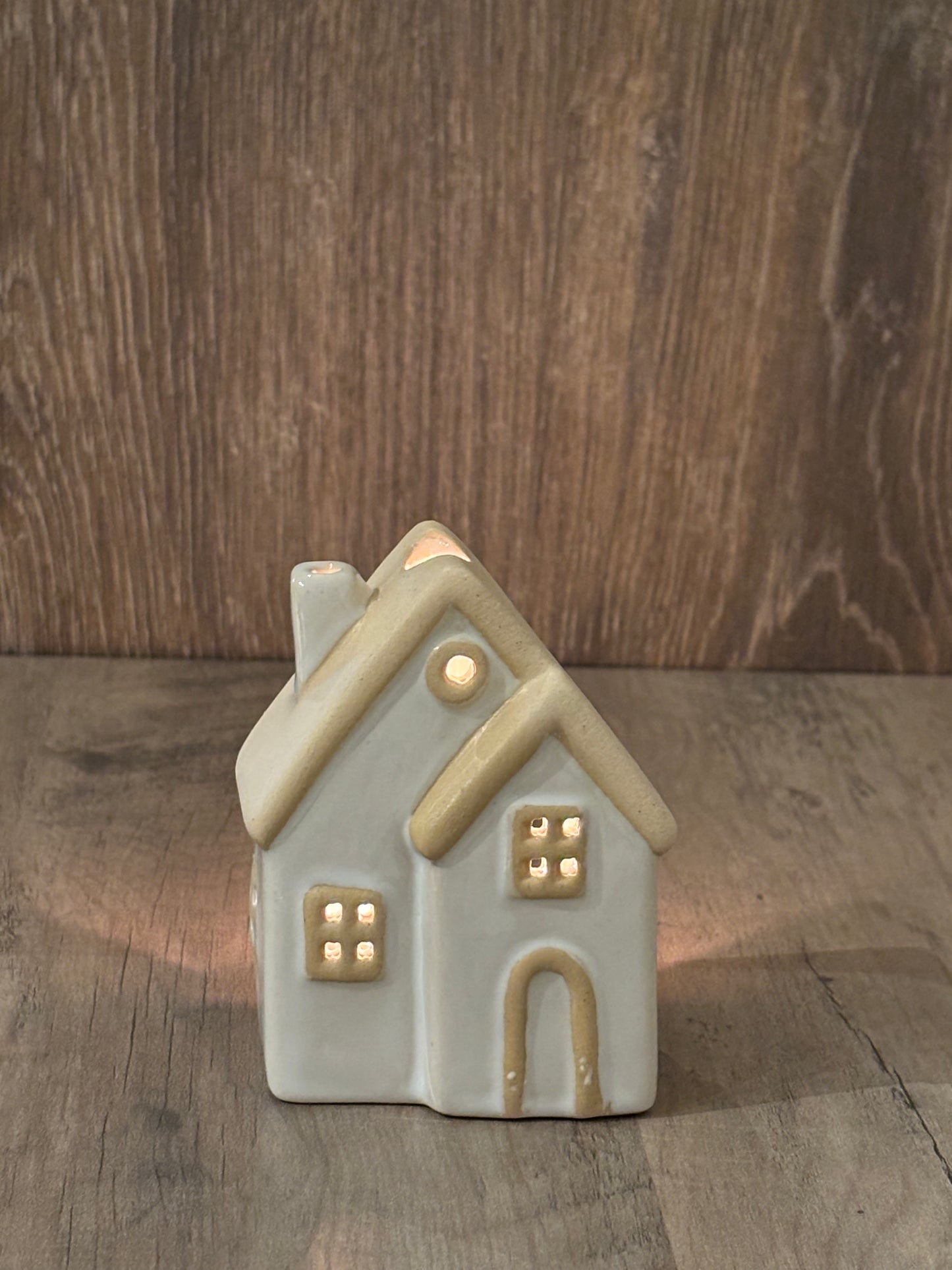 Keramiek theelicht huisje