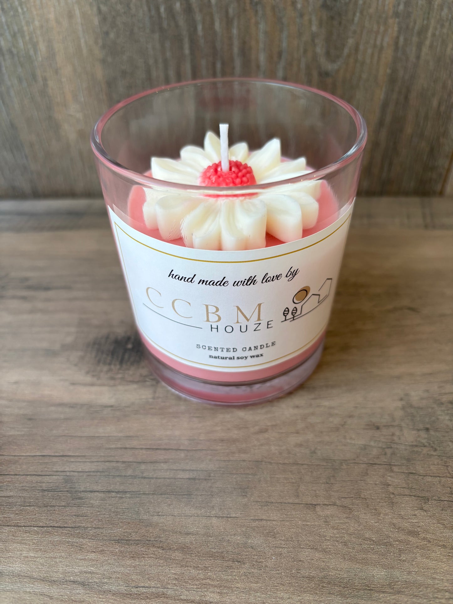 Roze bloemkaars 280 ml