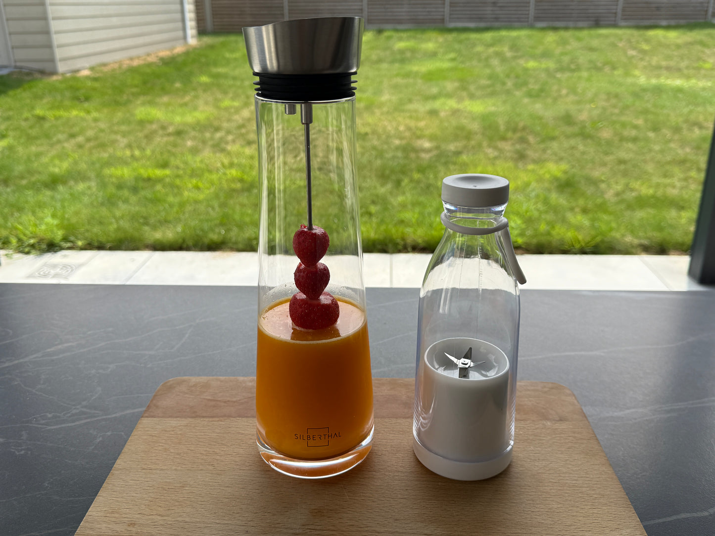 Glazen Karaf 1L + gratis blender